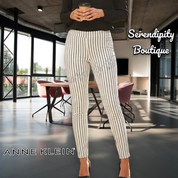 Anne Klein Pants - Ann Klein Sleek Classy Skinny Pin Stripe Pull On Jegging Career Dress Pants